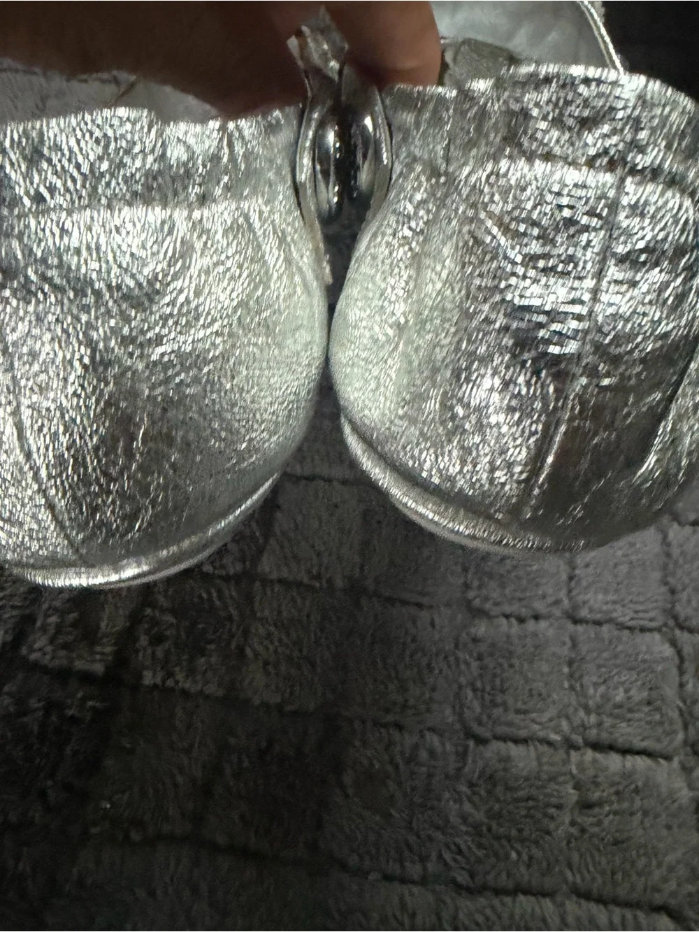 Tory Burch Silver Metallic Jeweled Ballet Flats